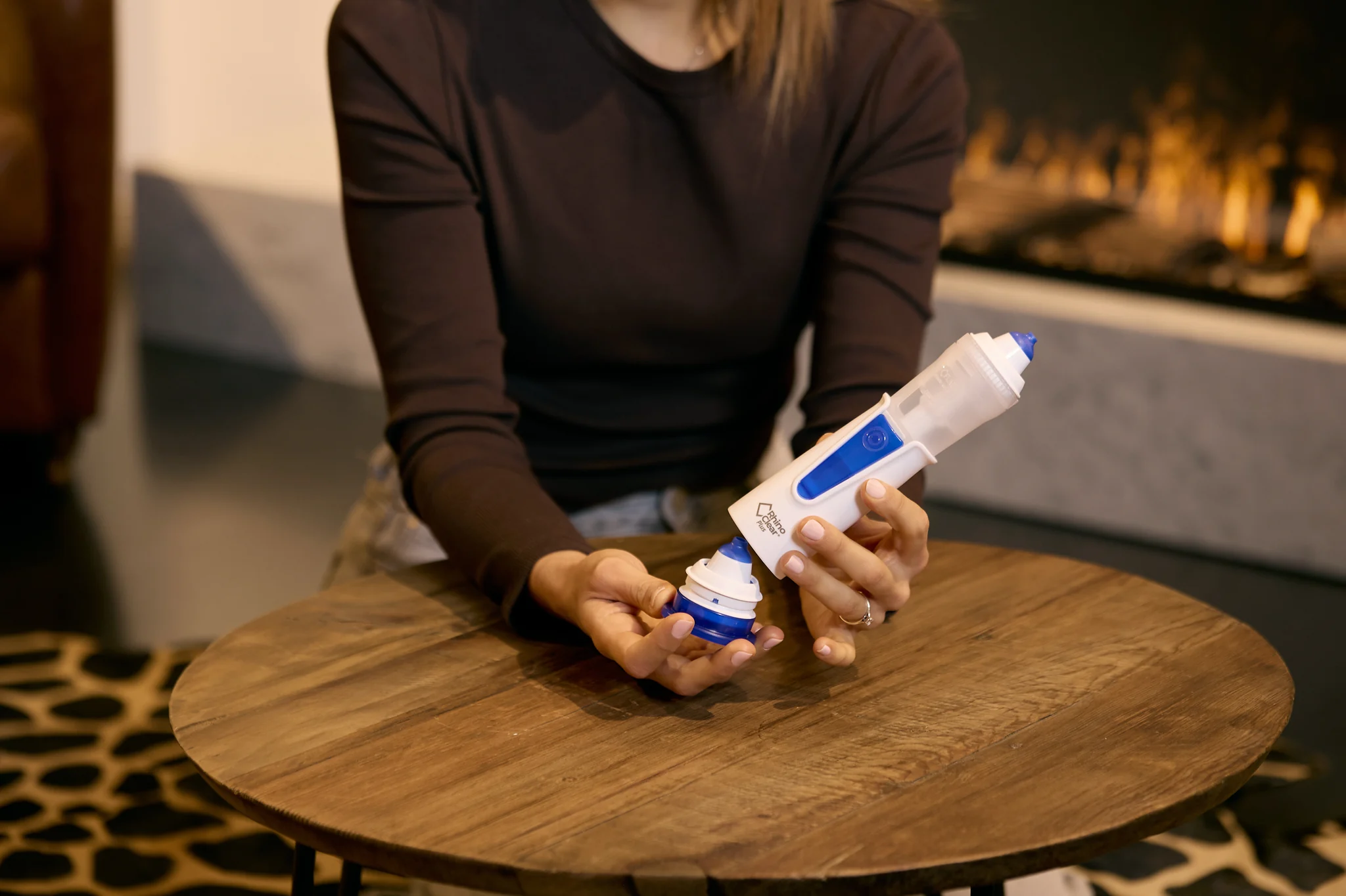 Rhino Clear Plus doccia nasale durante l'uso